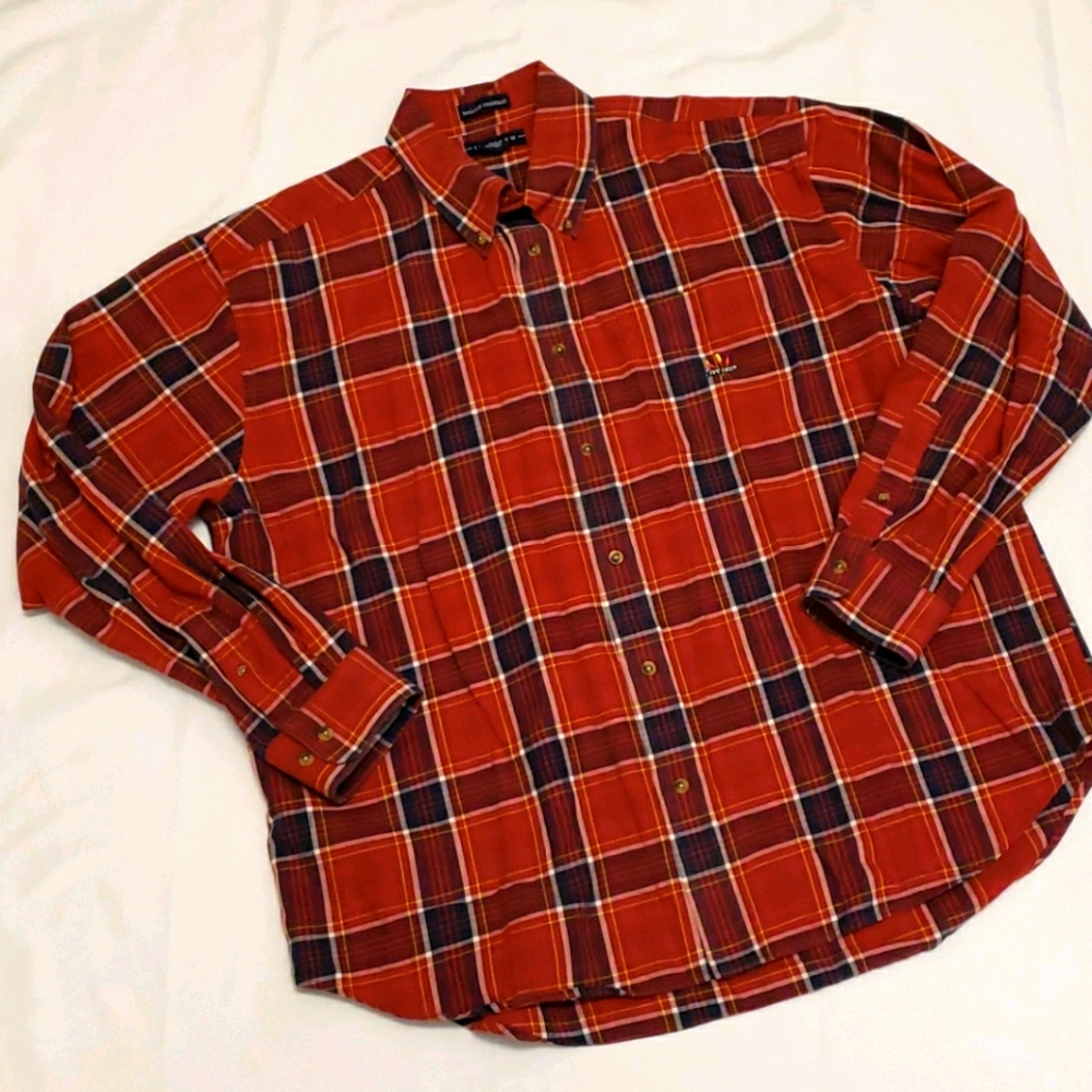 Ivy Crew Button Up Shirt Cotton Plaid Red Men's Extra Large XL